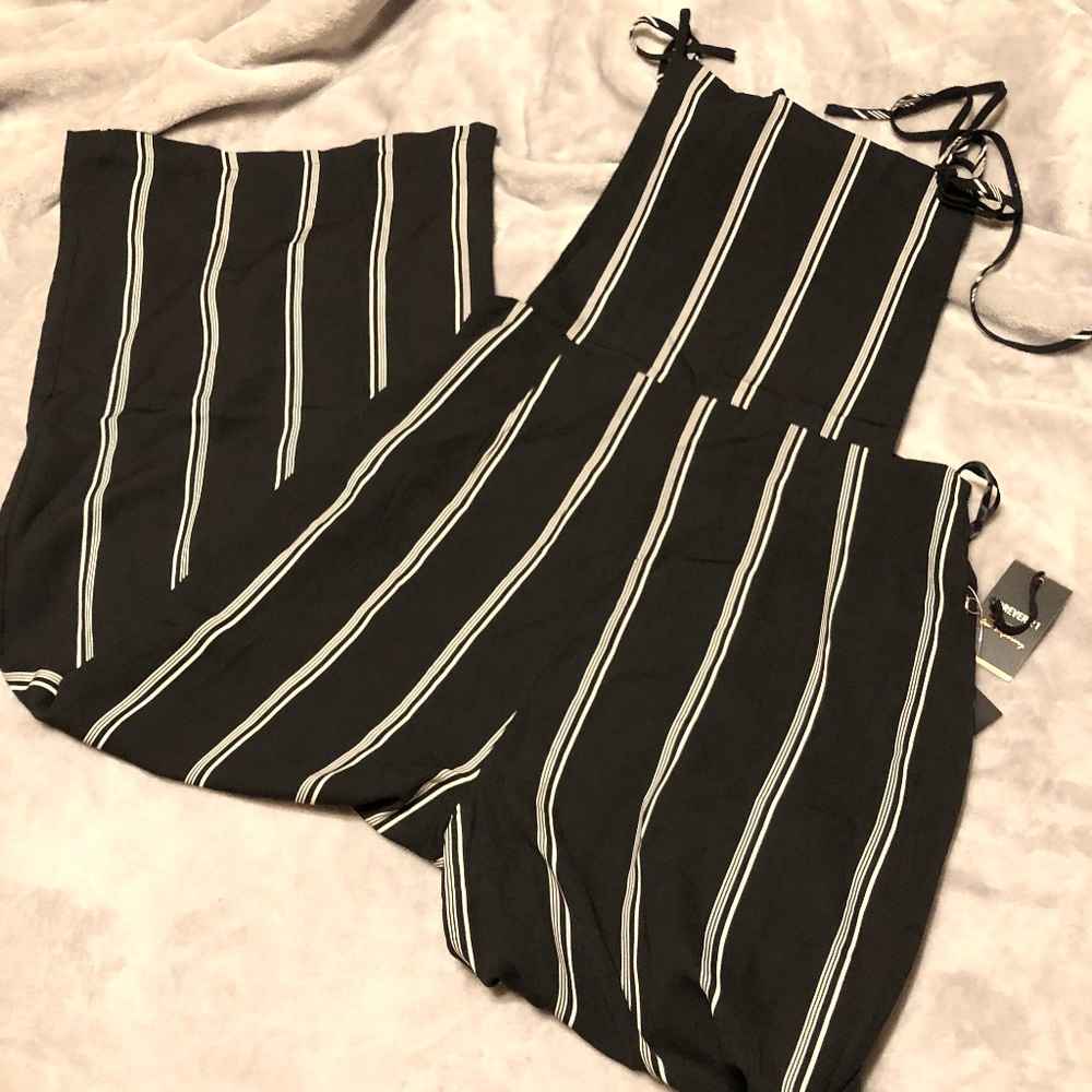 Striped Backless Tie Strap Playsuit Romper